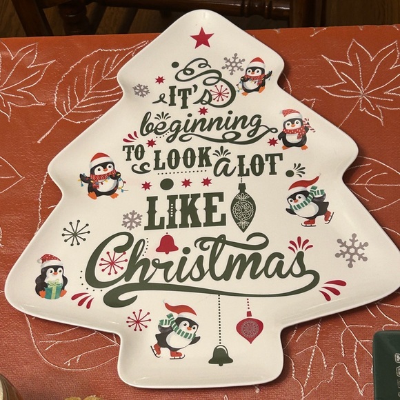 Christmas Tree Shaped Plate Penguin It’s Beginning to Look a lot like Christmas - Picture 6 of 16